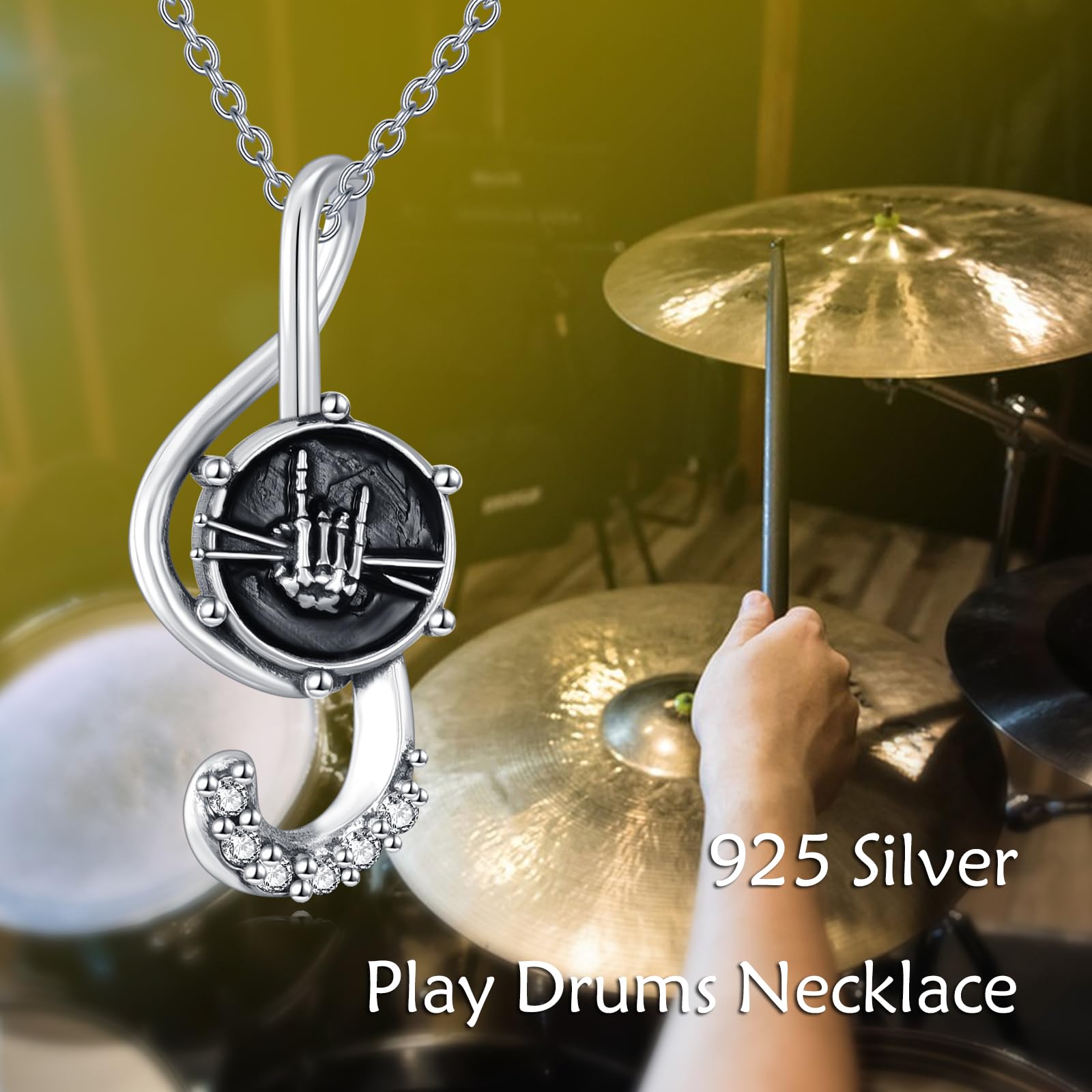POPLYKE Sterling Silber Musik Anhänger Halskette Musikliebhaber Geschenke Schmuck für Frauen ihr