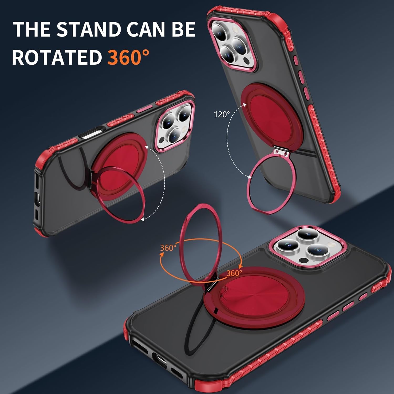 Magnetic for iPhone 16 Pro Max Case, [Compatible with Magsafe][Built-in Kickstand][Bumper Shockproof] Slim Translucent Matte Cover Men Women Phone Case for iPhone 16 Pro Max 6.9", Red - Image 6