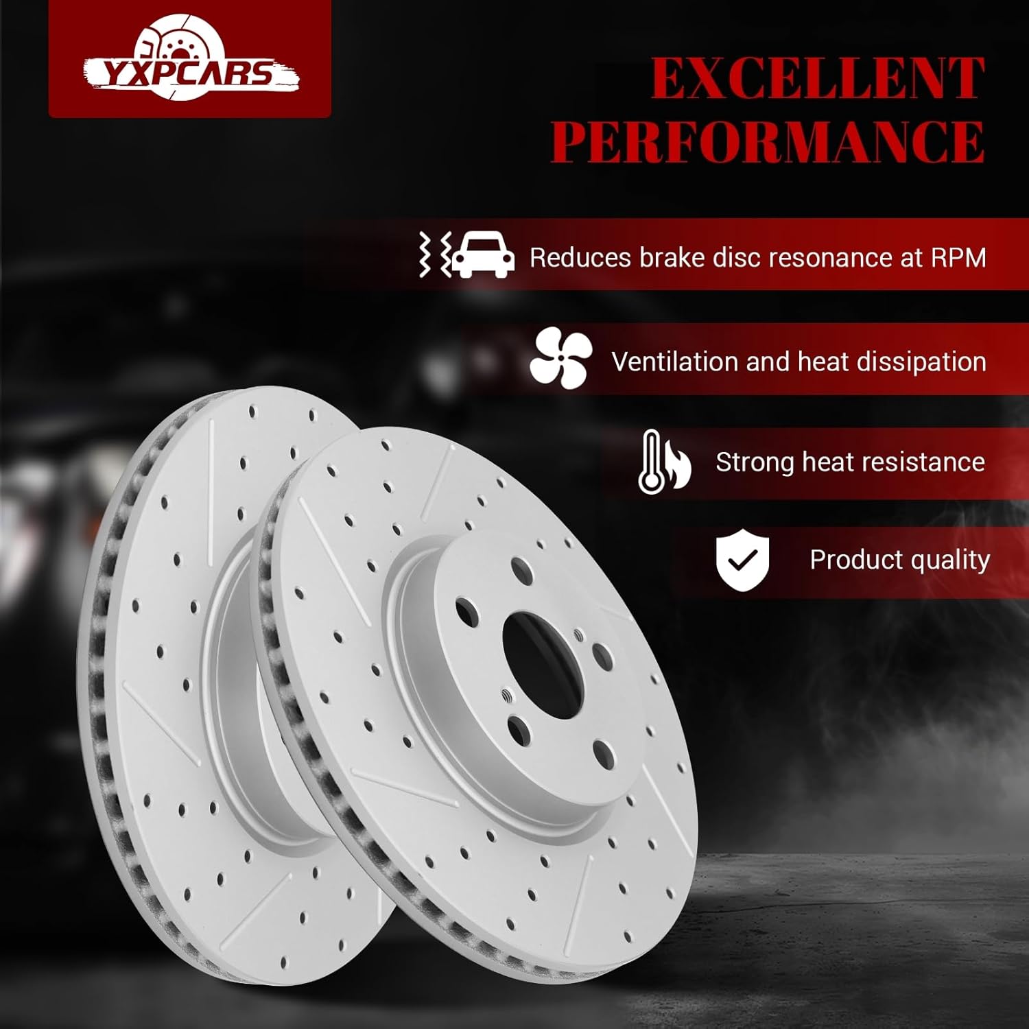Front & Rear Drilled Slotted Rotors and Ceramic Disc Brake Pads Kit for Pontiac Vibe 2009-2010, for Toyota Corolla 2009 2010 2011 2012 2013 2014 2015 2016 2017 2018/ Matrix 2009-2014