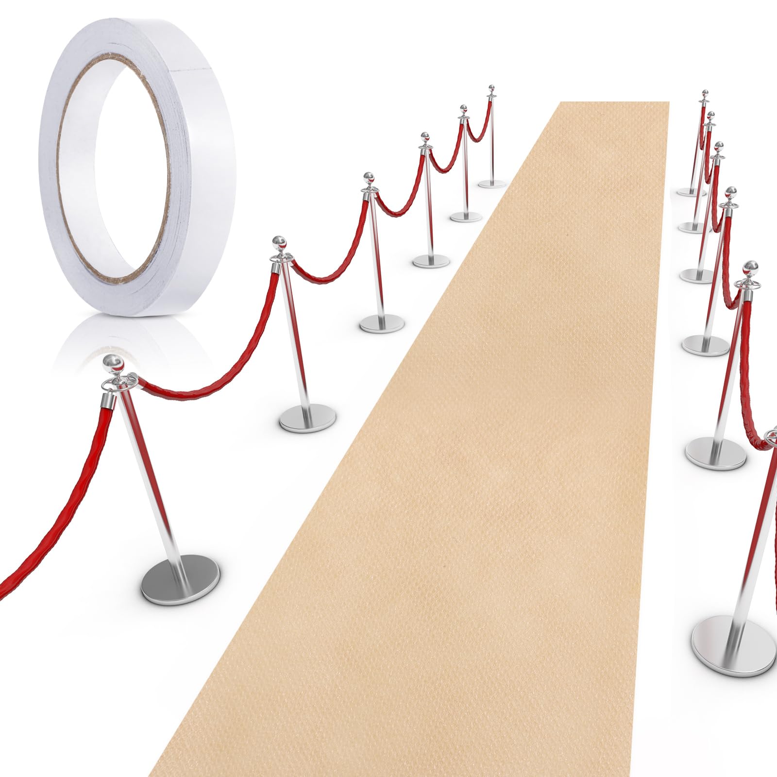 Shappy Khaki Carpet Runner Rug for Party 55gsm Thickness with Carpet Tape Hallway Rug for Graduate Wedding Party Dance Floor Outdoor Accessories(2.6 x