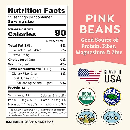 Miniatura 7 de Frijoles rosados orgánicos de 25 libras, sin OMG, orgánicos USDA, probados con certificación limpia, veganos, ricos en fibra y proteínas para sopas,