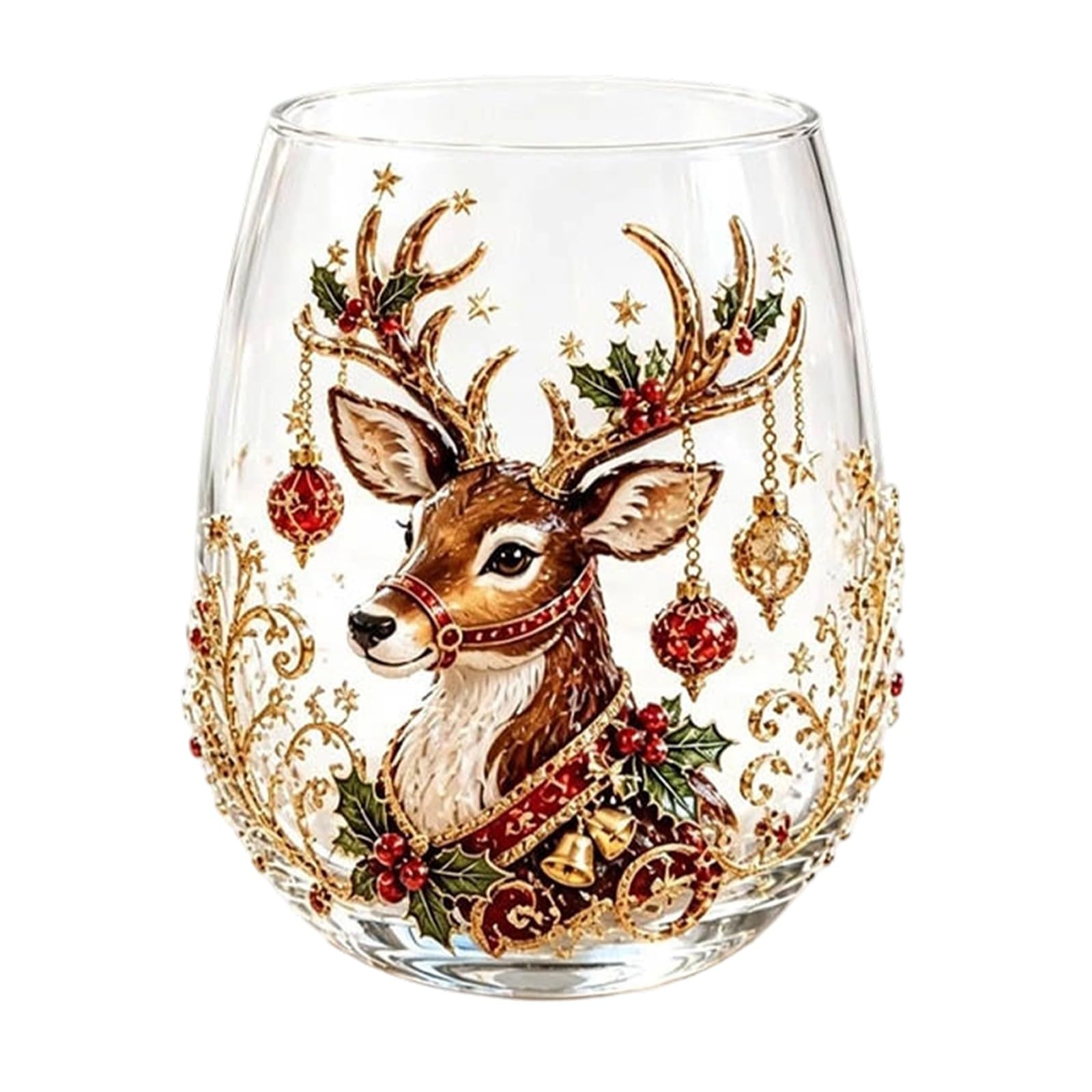 JytxhgzrVZ Christmas Wine Glasses Set of 6, Christmas 3D Wine Glasses，H1