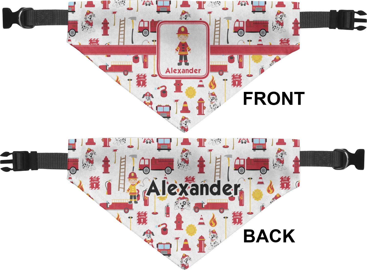 RNK Shops Personalized Firefighter Character Dog Bandana - Small w/Name or Text