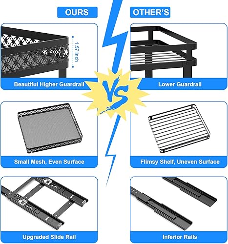 Miniatura 3 de VOGWOLTH Organizador de especias extraíble para gabinete, organizador de especias estable deslizante, organizador de gabinete de especias con