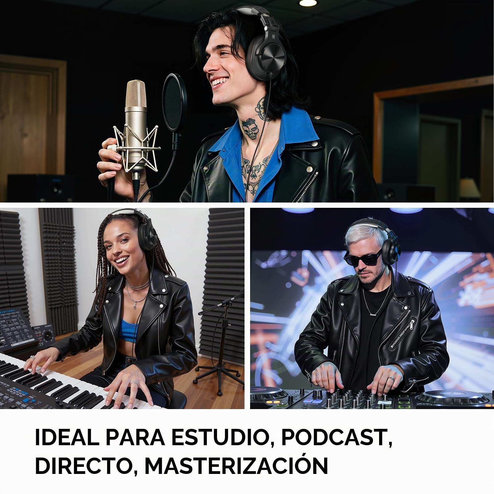 OneOdio A71D - Auriculares con cable para monitor de estudio, auriculares estéreo DJ de alta resolución con diseño plegable, enchufe de 3,5/6,35 mm para grabación AMP, podcast, mezcla, guitarra de PC