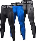 Minghe 3 Pack Mens Compression Leggings Jogging Pants Cool Dry Sports Running Tights Base Layer Bottom Cycling Pants for Workout Athletic Training Gym