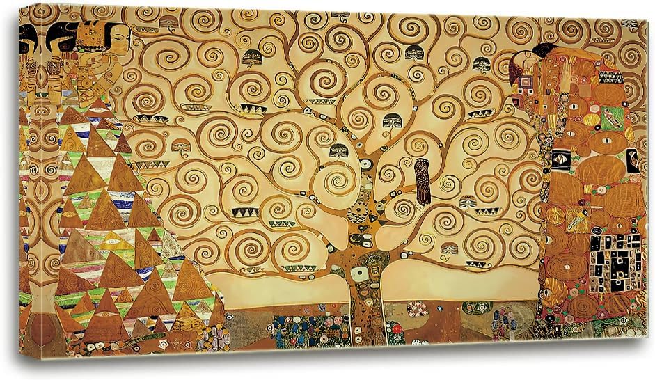 tree of life by gustav klimt canvas wall art paintings modern canvas print artwork framed for home office living room wall decor- 24"x48"inch 48l" x 24w" tree of life