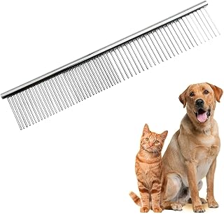 Stainless Steel Pet Grooming Comb, Grooming Tool for Dogs and Cats, Removes Knots & Tangles, 7.5 Inch