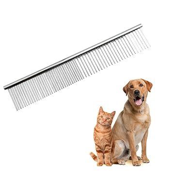 Stainless Steel Pet Grooming Comb, Grooming Tool for Dogs and Cats, Removes Knots & Tangles, 7.5 Inch