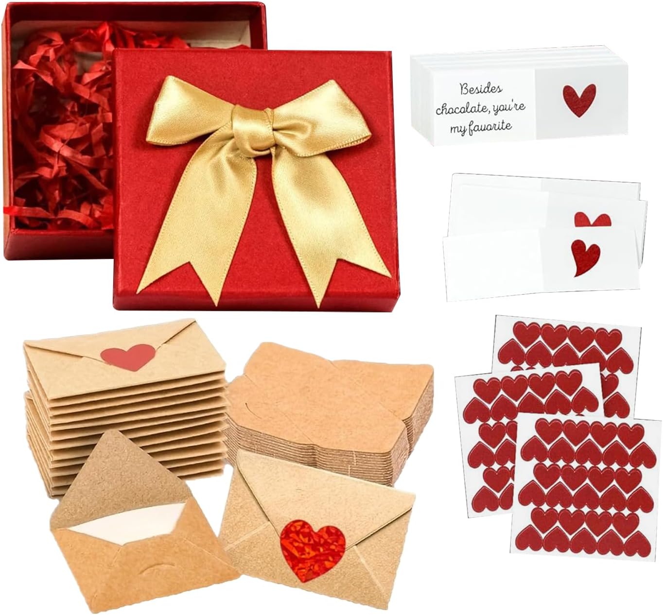 60 Mini Love Notes with Envelopes, Blank Note Cards Set for DIY Valentine Cards and I Love You Notes, Valentines Day Gift For Her Him Boyfriends Girlfriends