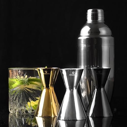 Miniatura 5 de Homestia Jigger de cóctel doble minimalista con medidas (onzas y ml y cucharadas), jigger negro para medir tiro de barman, jigger de medición de
