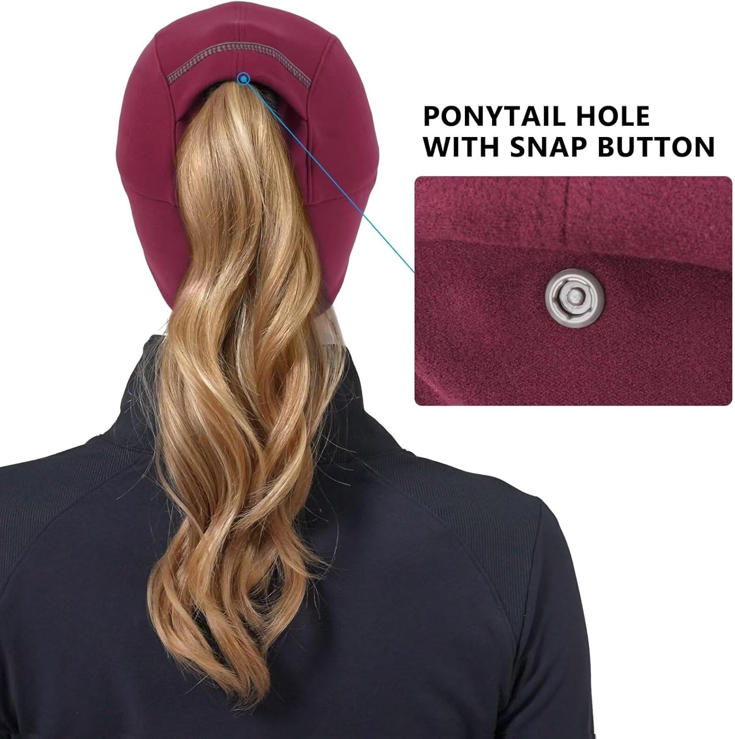 GADIEMKENSD Women's Winter Reflective Fleece Ponytail Hat with Drop Down Ear Warmer - Image 4