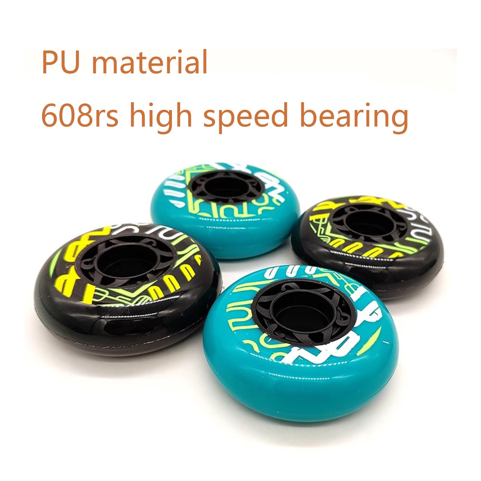 Genérico Ruedas para Patines En Línea Interior Exterior Ruedas para Patines En Línea de 72 mm 76 mm Y 80 mm con Rodamientos Ruedas de Repuesto En Línea de PU 85A Paquete de 8 (Azul 76 mm)