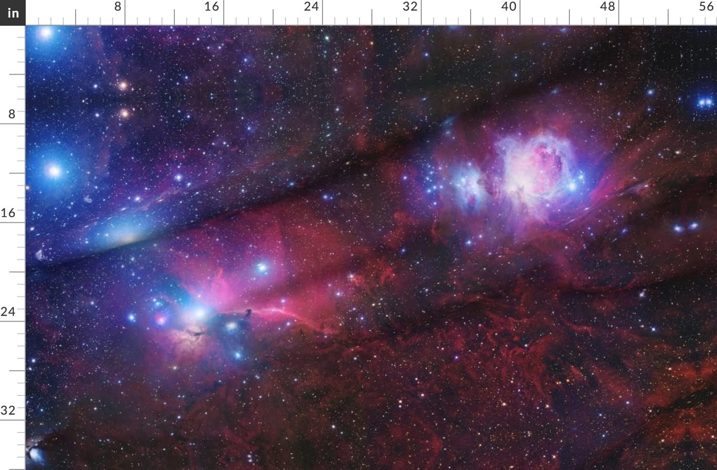 Spoonflower Fabric - Purple Galaxy Nebula Outerspace Printed on Organic Cotton Sateen Fabric by The Yard - Sewing Quilting Apparel Home Decor