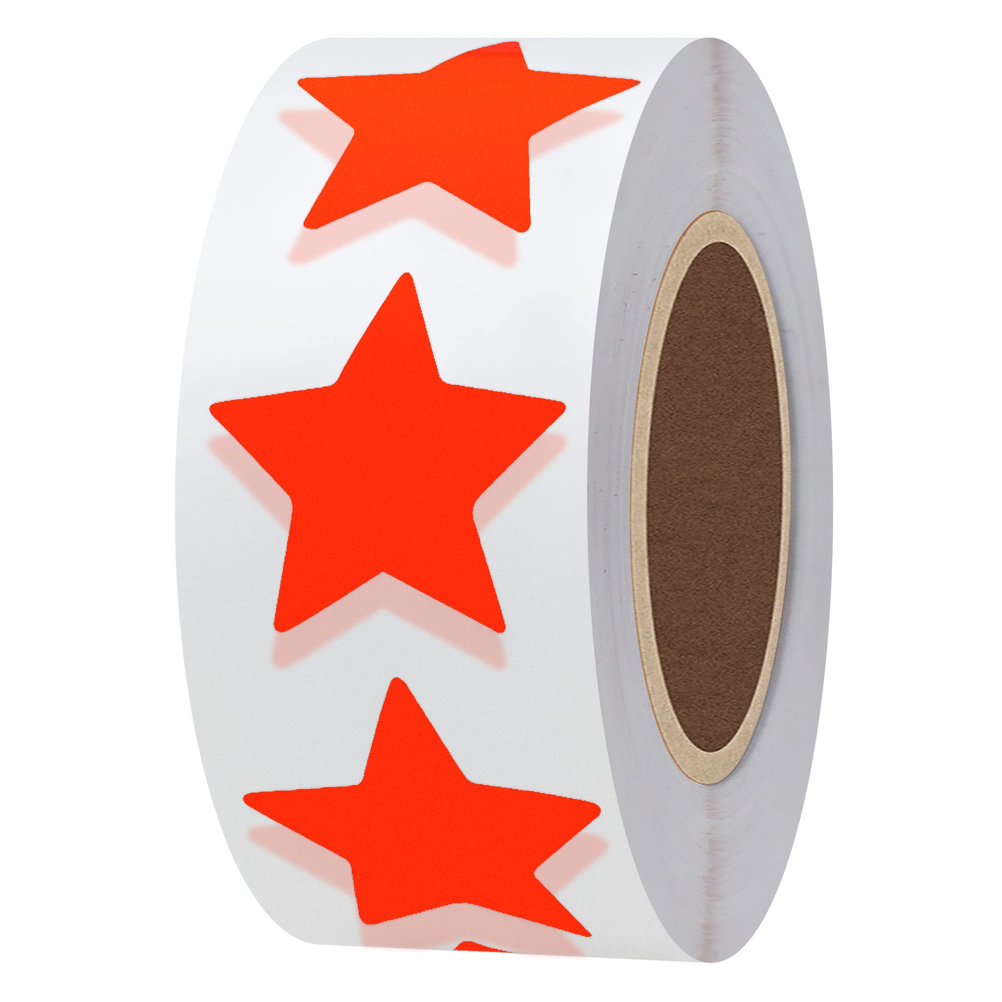 Hylabelest 1 Inch Fluorescent Red Star Shape Paper Sticker Labels Packaging Seals Crafts Wedding Favor Tag Labels 500 Total Per Roll โ image 1