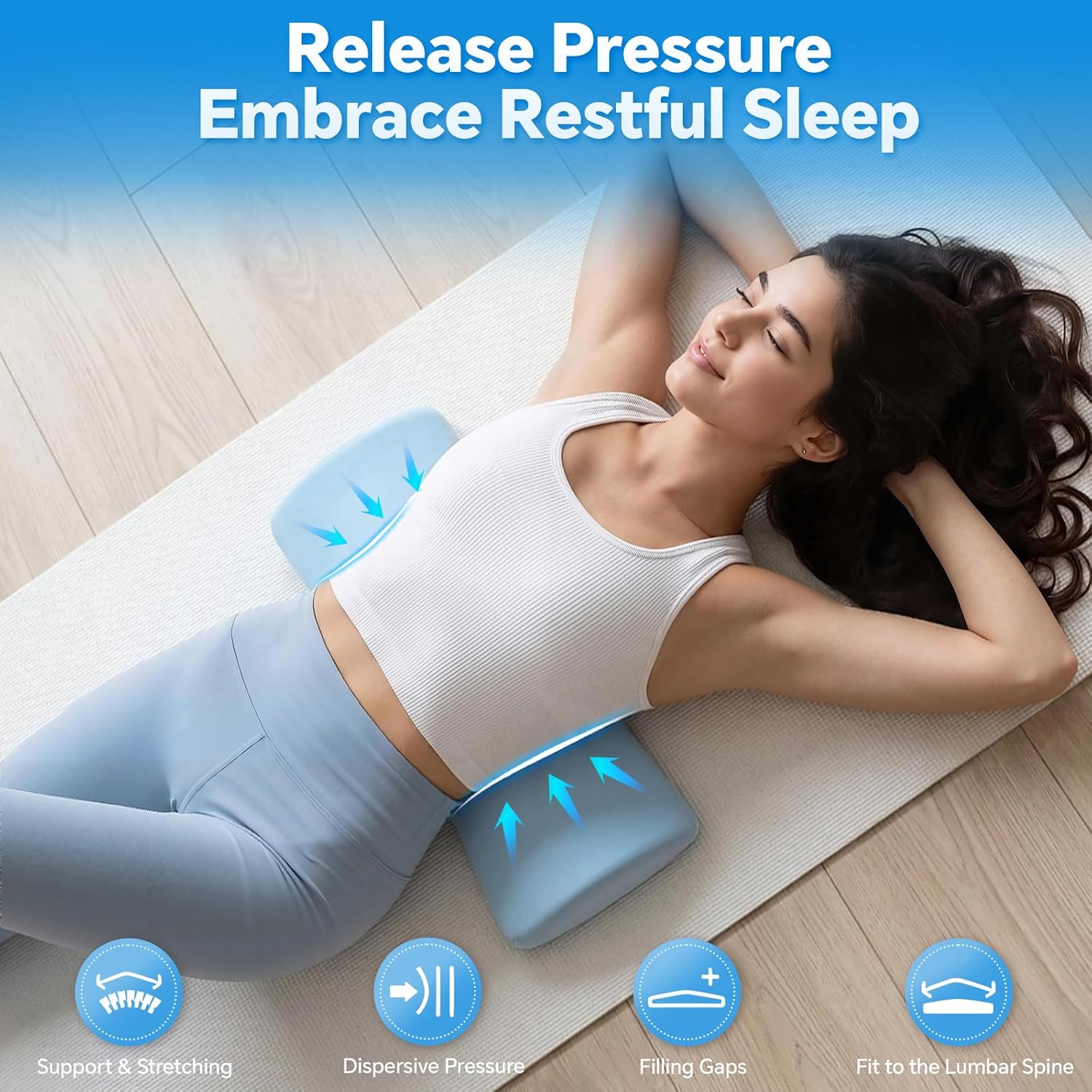 Lumbar Pillow for Sleeping, Lumbar Support Pillow for Bed Sleeping Back Pain Relief, Memory Foam Lower Back Pillow for Bed, Back Support Pillow for Side, Back Sleepers
