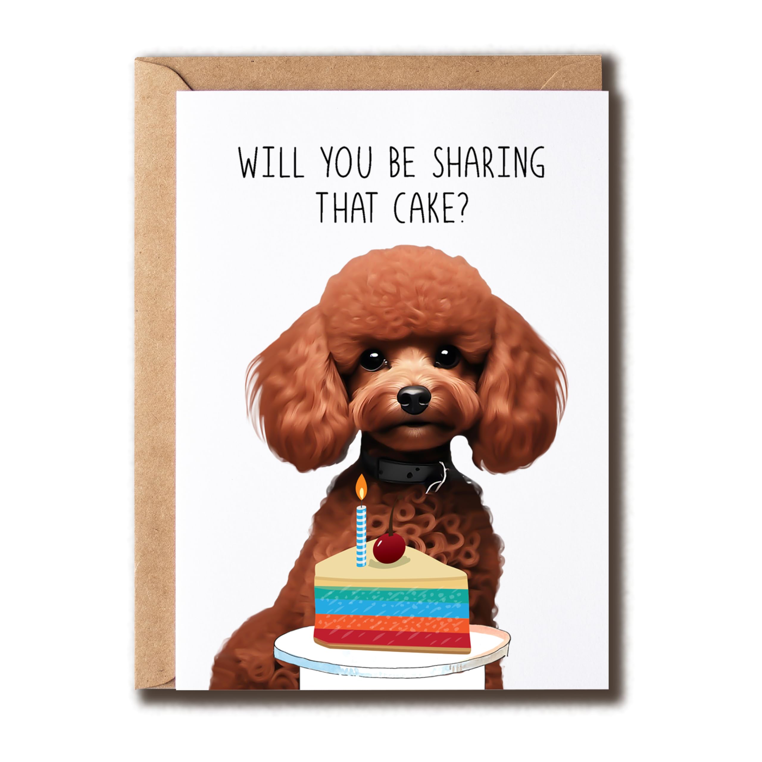 SNCGifts Poodle Birthday Greeting Card - 5x7 inches, Modern Cartoon Style