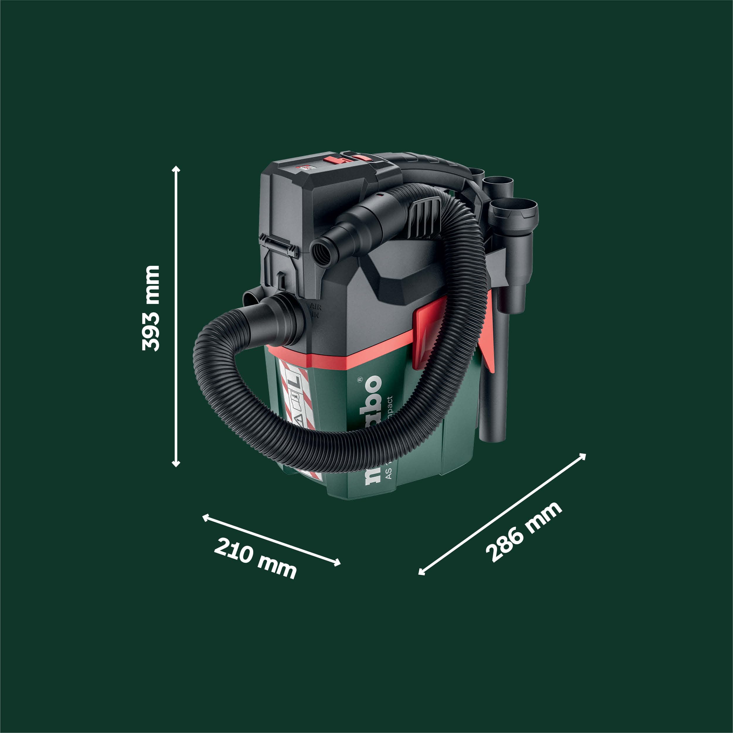 metabo Akku-Sauger AS 18 L PC Compact, 18V Industriesauger Nass-Trocken | Mobiler Mehrzwecksauger der Staubklasse L mit PressClean, Blasfunktion und Tragegurt, ohne Akku und Ladegerät