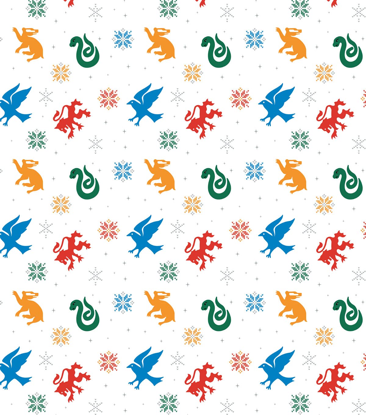 Camelot Fabrics Snowflake Houses – Harry Potter Christmas Cotton Print Fabric - Fabric by The Metre 112cm Wide (100% Cotton - Ideal for Crafts, Quilting, Sewing), White