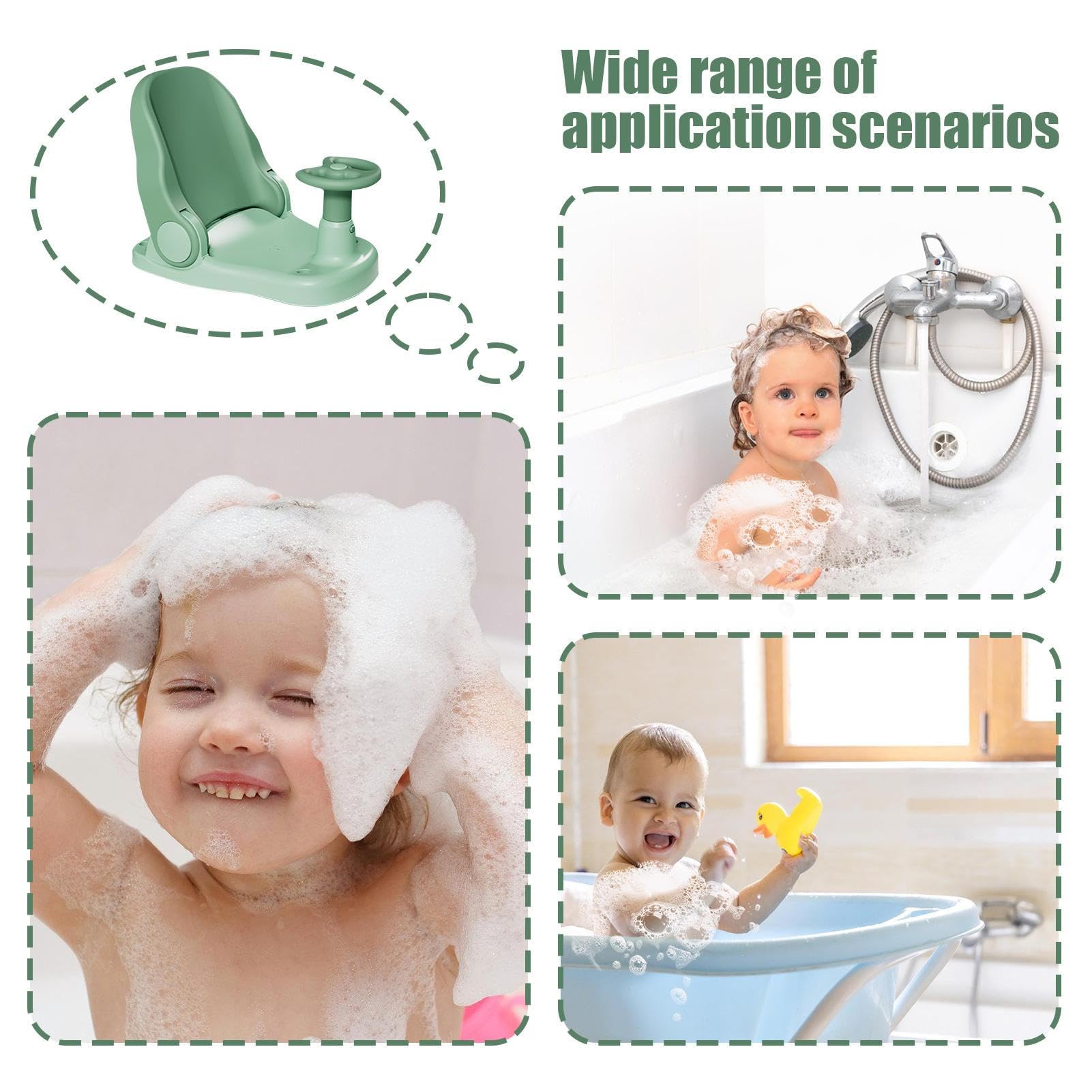 Asiento infantil para baño, asiento de baño plegable con ventosas