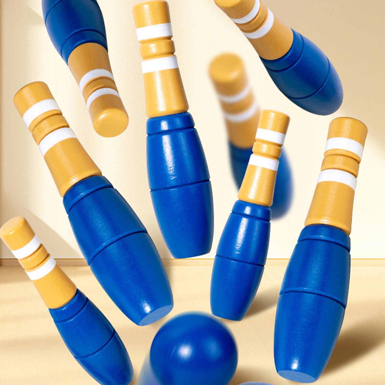 Divertente Gioco di Bowling con 10 Birilli e 2 Palline Incluse | interattivo con palla da bowling per bambini, set per bambini, birilli in legno, palla, educazione precoce