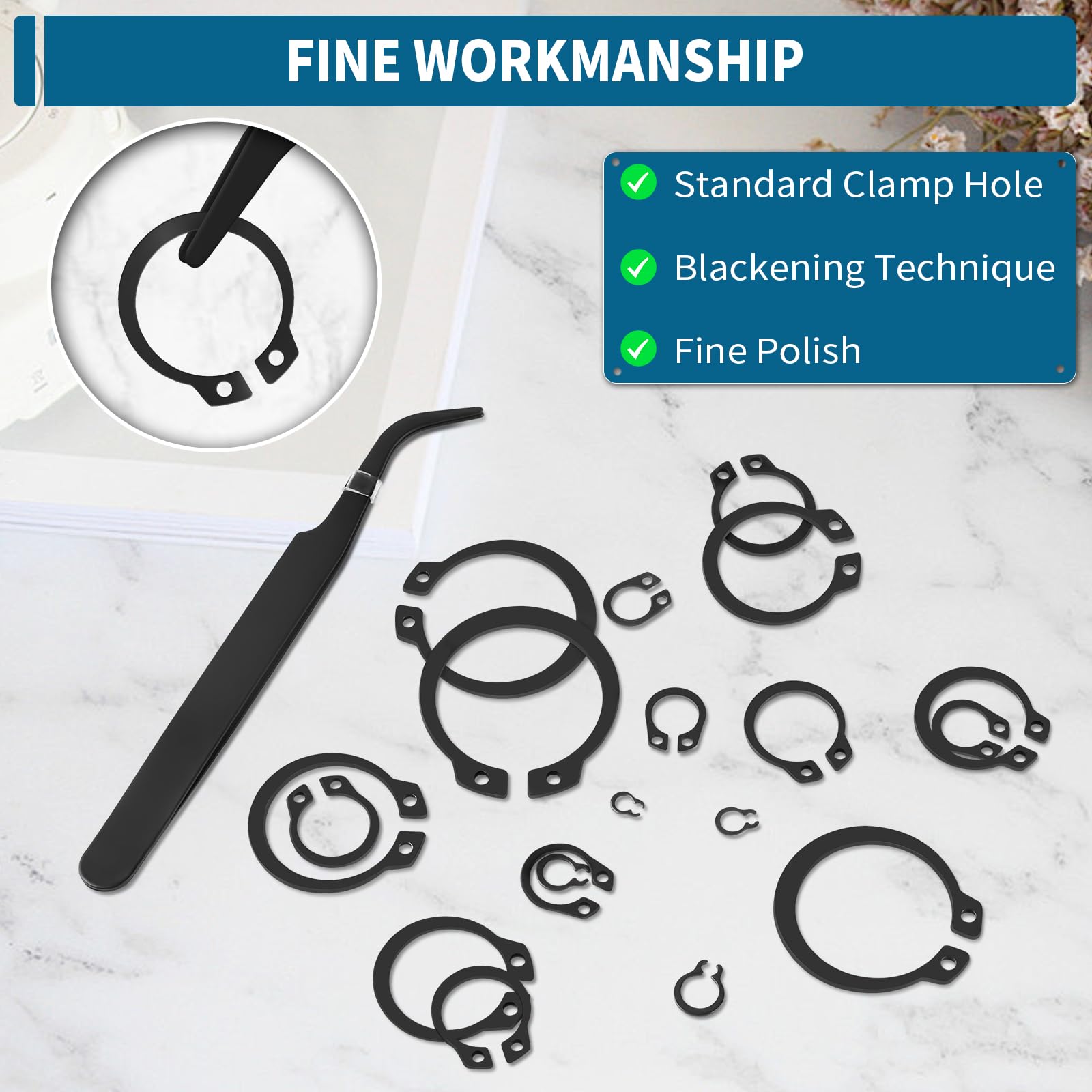 335 PCS External Circlips Snap Retaining Clip Rings Assortment Kit, Carbon Steel Circlips Assorted Sizes - Image 4