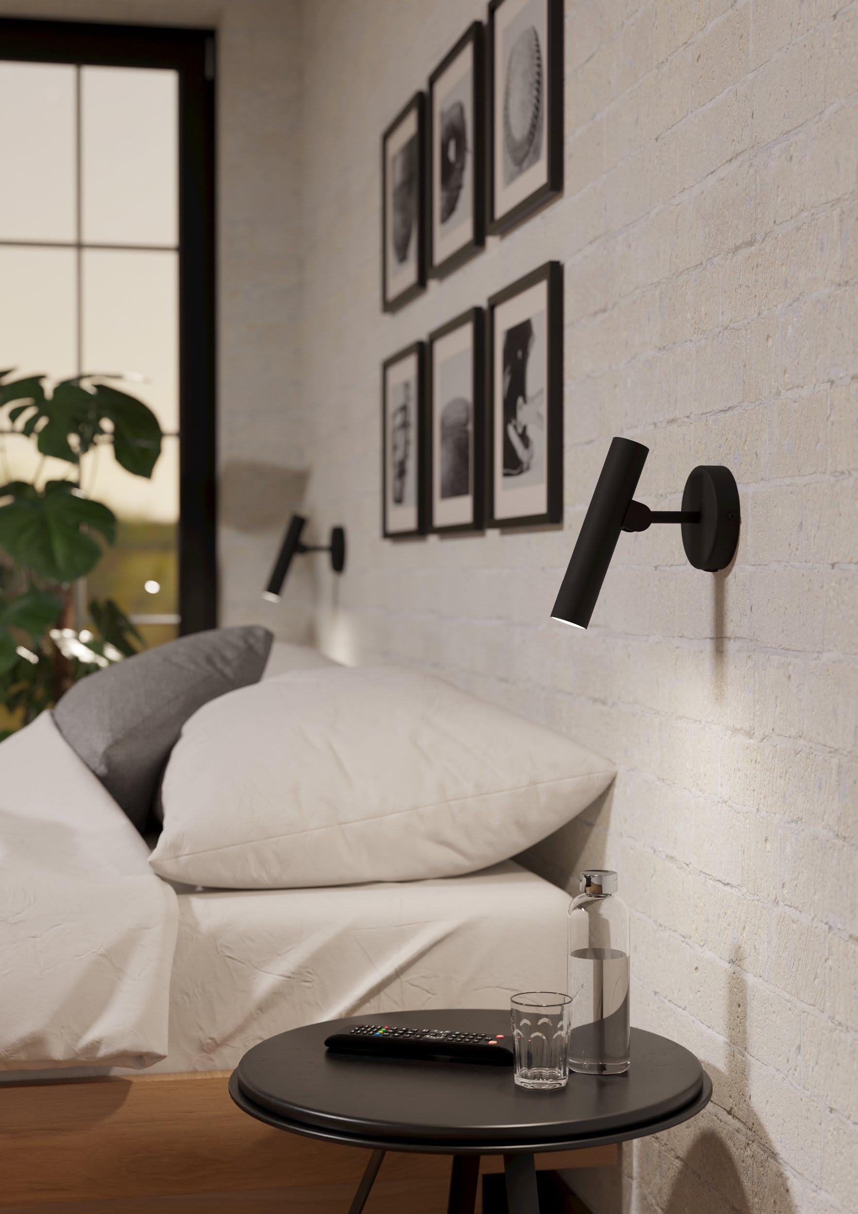 EGLO LED Wandleuchte Almudaina minimalistische Lampe mit beweglichem Spot | Metall Wandstrahler Schwarz Wohnzimmer Schlafzimmer warmweiß