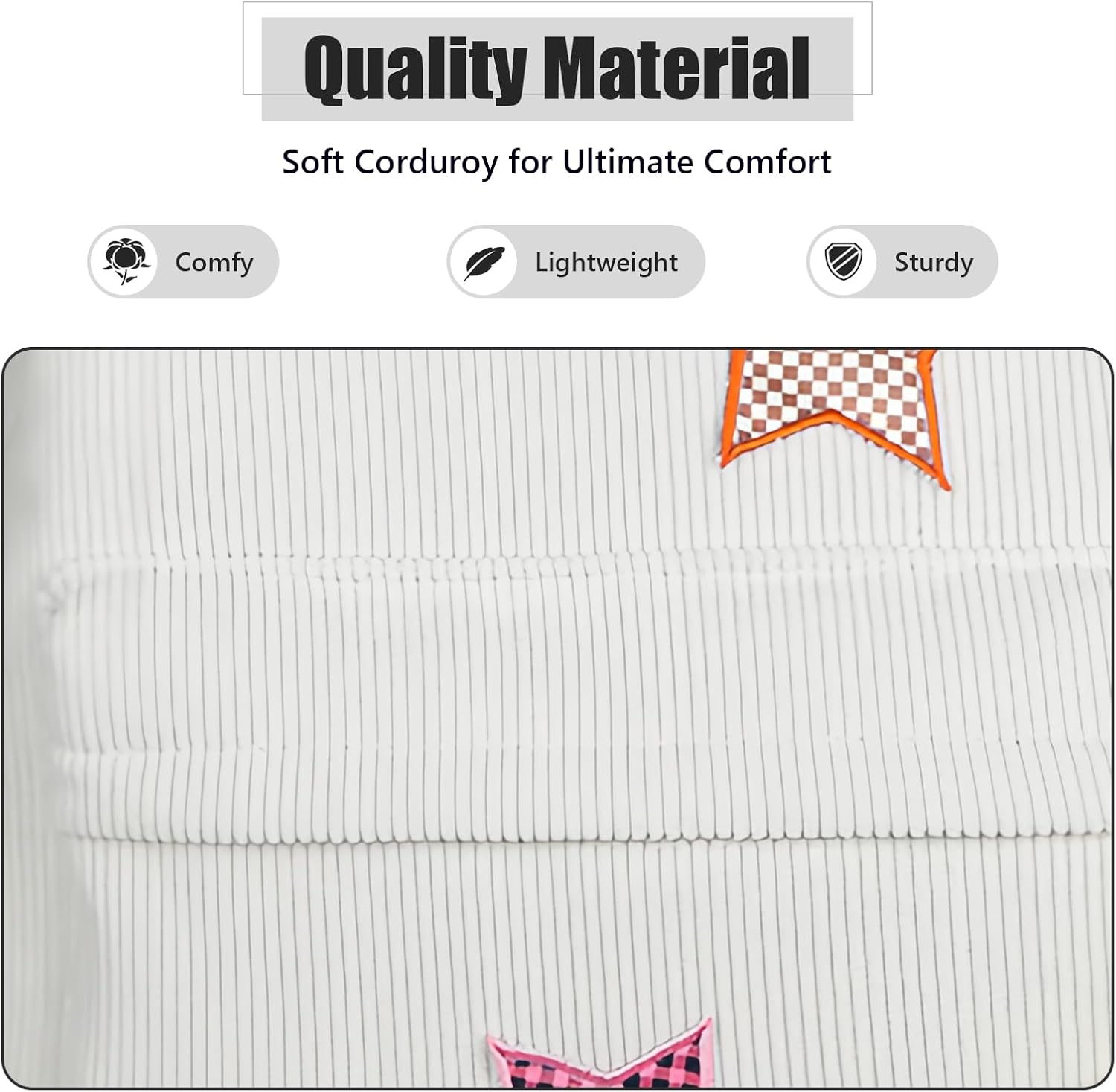 Corduroy Backpack with Star Pattern, Trendy and Versatile, Fits 14'' Laptop Large Capacity Daily Commute (Beige)