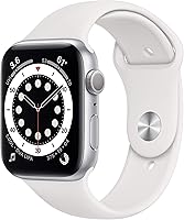 Renewed Apple Watch Series 6 GPS 44mm Silver Aluminum White Sport Band - ECG, Blood Oxygen, Fitness Tracker