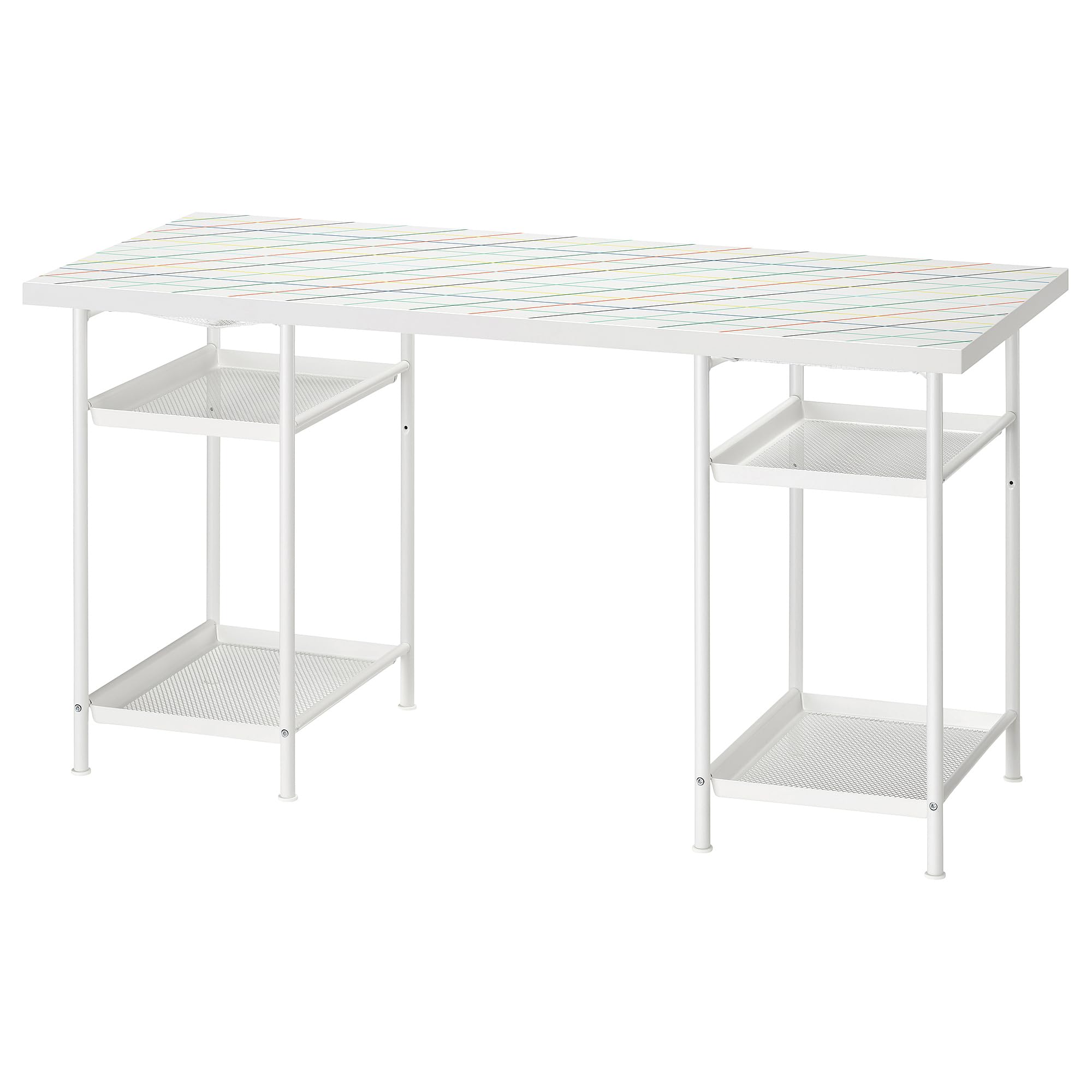 Bureau LAGKAPTEN/SPÄND 140x60 cm grille multicolore et blanc