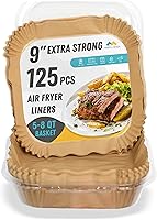 Vista 10 de Mindful Design Forros de papel para freidora de aire, 125 piezas de papel pergamino, forro desechable para freidora de aire para microondas, forros