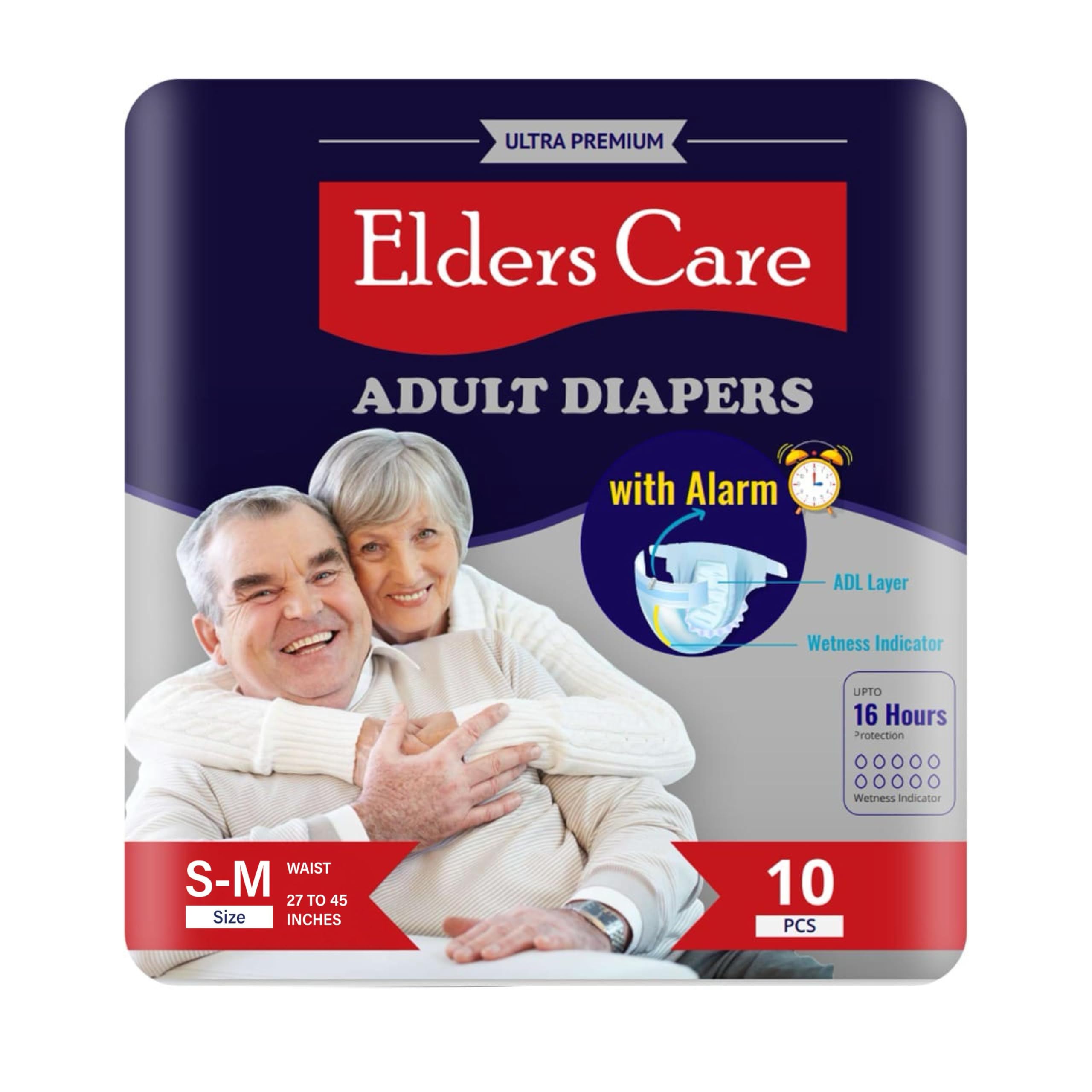 EldersCare by Lilliputs Adult Diapers with Built-in Alarm Sensor(16-Hour Absorption, Bed Sore Prevention, and Cost-Effective Design)(S-M) (Tape Style - Pack of 2) (20 Diapers) (27 to 45 Inches)-image-17