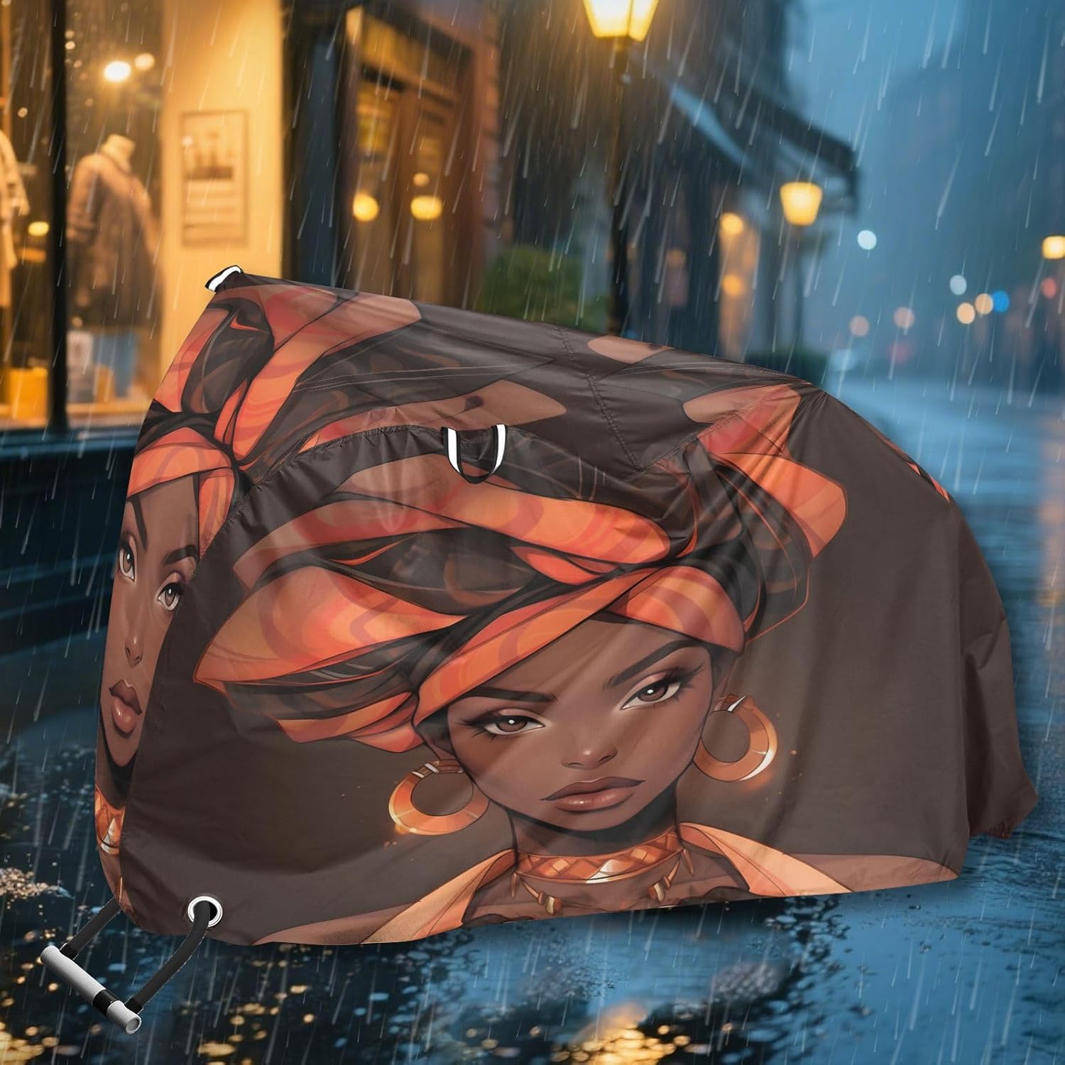 ALAZA African American Woman Afro Bike Cover Waterproof Outdoor Ebike Bicycle Covers Tarp Protection for 1/2 Bikes, Sun UV Dust Wind Proof
