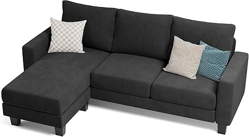 Miniatura 7 de Homall Sofá para sala de estar, sofá con diván convertible, sofás en forma de L de 3 asientos, cómodos sofás de tela para apartamentos, espacio