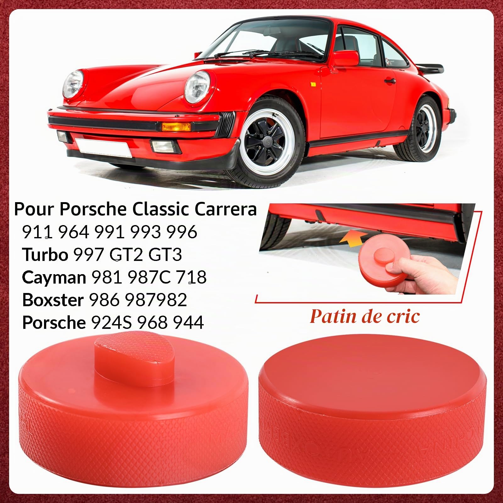 Adaptateur de cric - En polyéthylène - Pour carrosserie - Accessoire de voiture - Protège la voiture contre les rayures - Pour Porsche