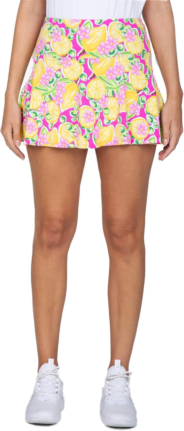 IBKUL Athleisure Wear Sun Protective UPF 50+ Icefil Cooling Calista Print Swing Skort – 22652 Hot Pink Multi Calista XS
