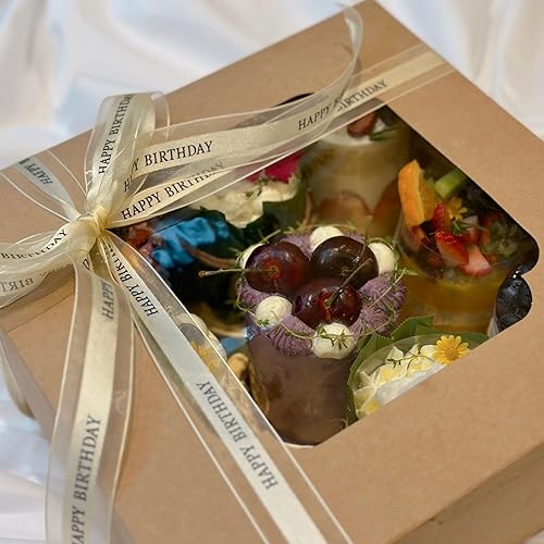 Miniatura 5 de MECCANIXITY Cinta de satén de 1 pulgada de feliz cumpleaños, 50 yardas, color rosa claro, lazo decorativo para regalo de cumpleaños, caja de tartas,