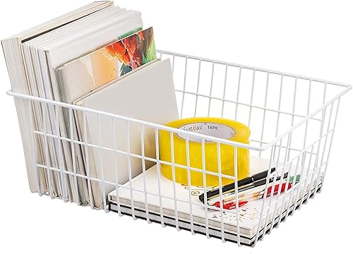 Miniatura 5 de Redrubbit Cestas de almacenamiento de alambre, grandes cestas de metal para congelador, contenedores organizadores de almacenamiento con asas para