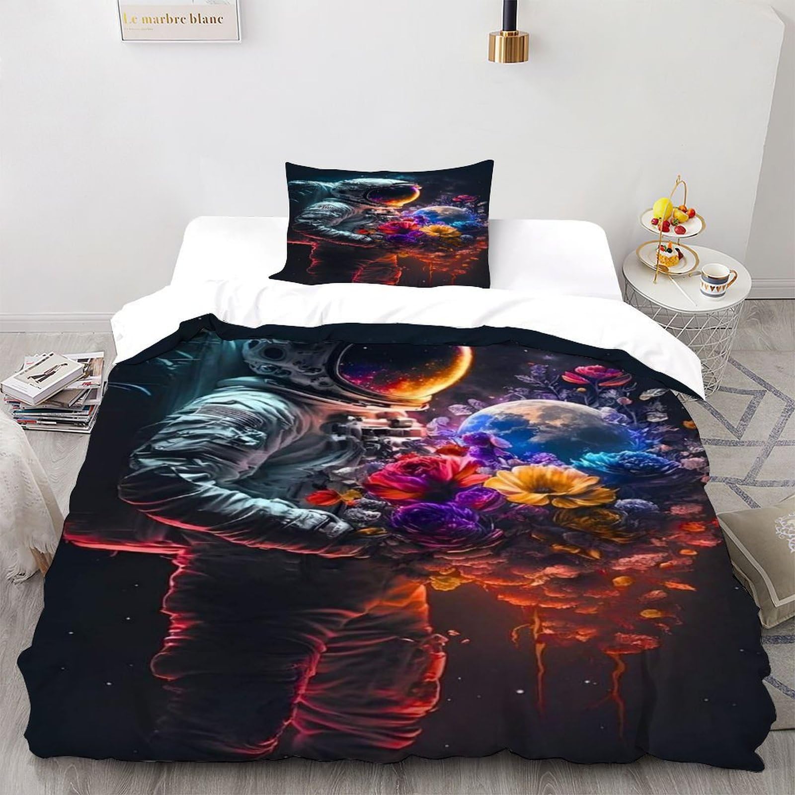 Parure de lit space theme en microfibre pour décorer une chambre d'enfant