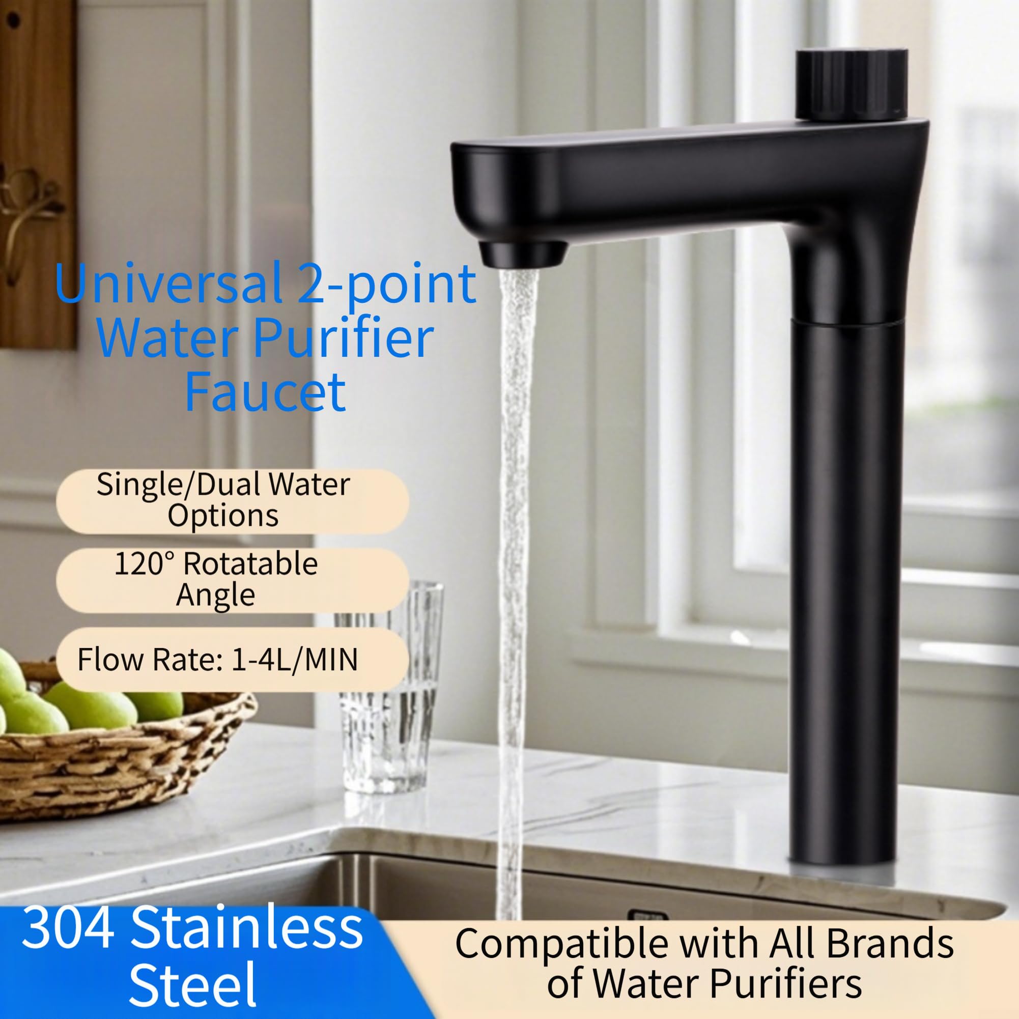 Schwarzer Wasserhahn Belüfter 304 Edelstahl Dual Interface(Gray Dual Luxury)