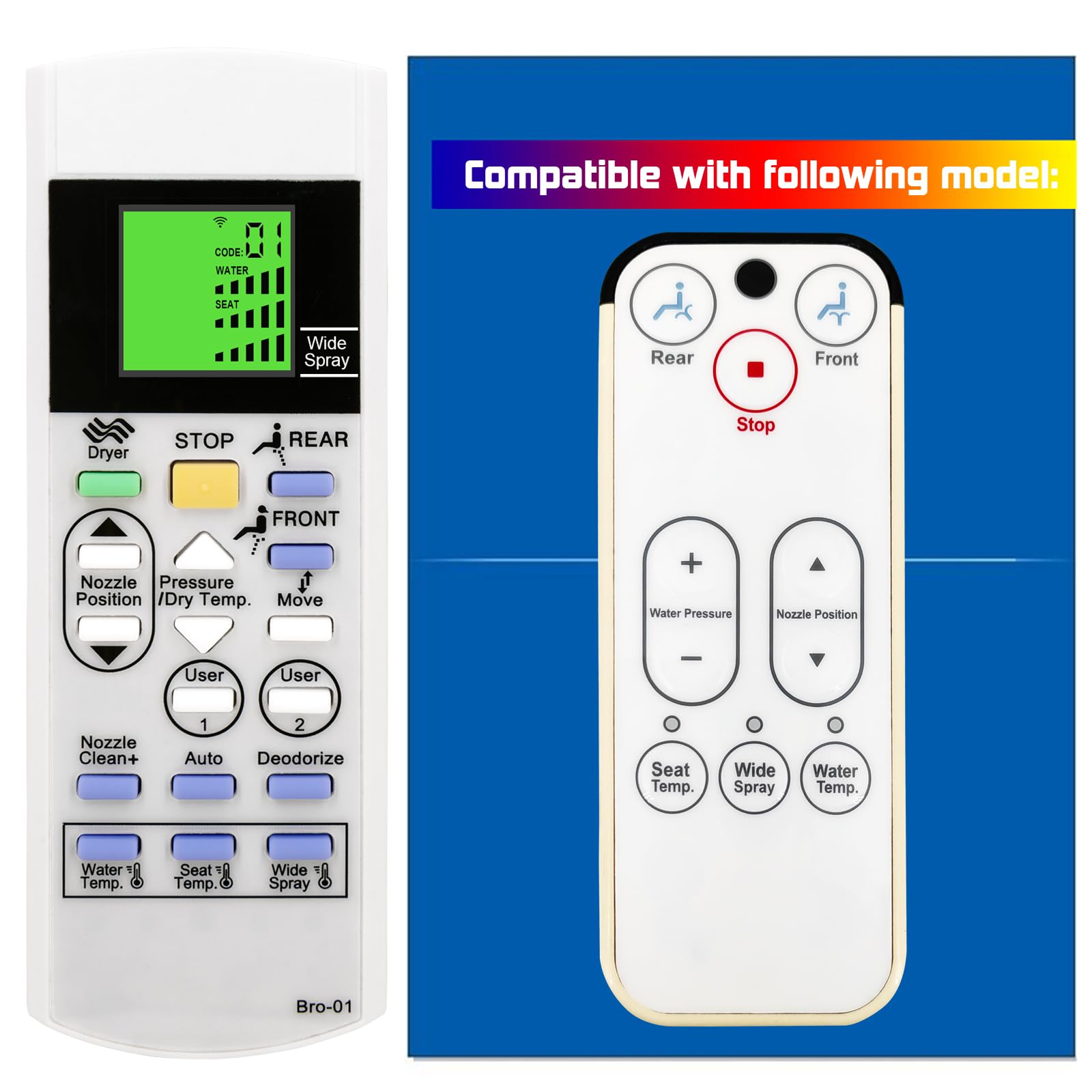 XIVUEReplacement Remote Control for Brondell Bidet Toilet Seat Swash S900 (Also Work with S1400 S1200 S1000 S300 CL825) with Mounting Bracket, White, B620240102B03(Bro-01_zhijia)