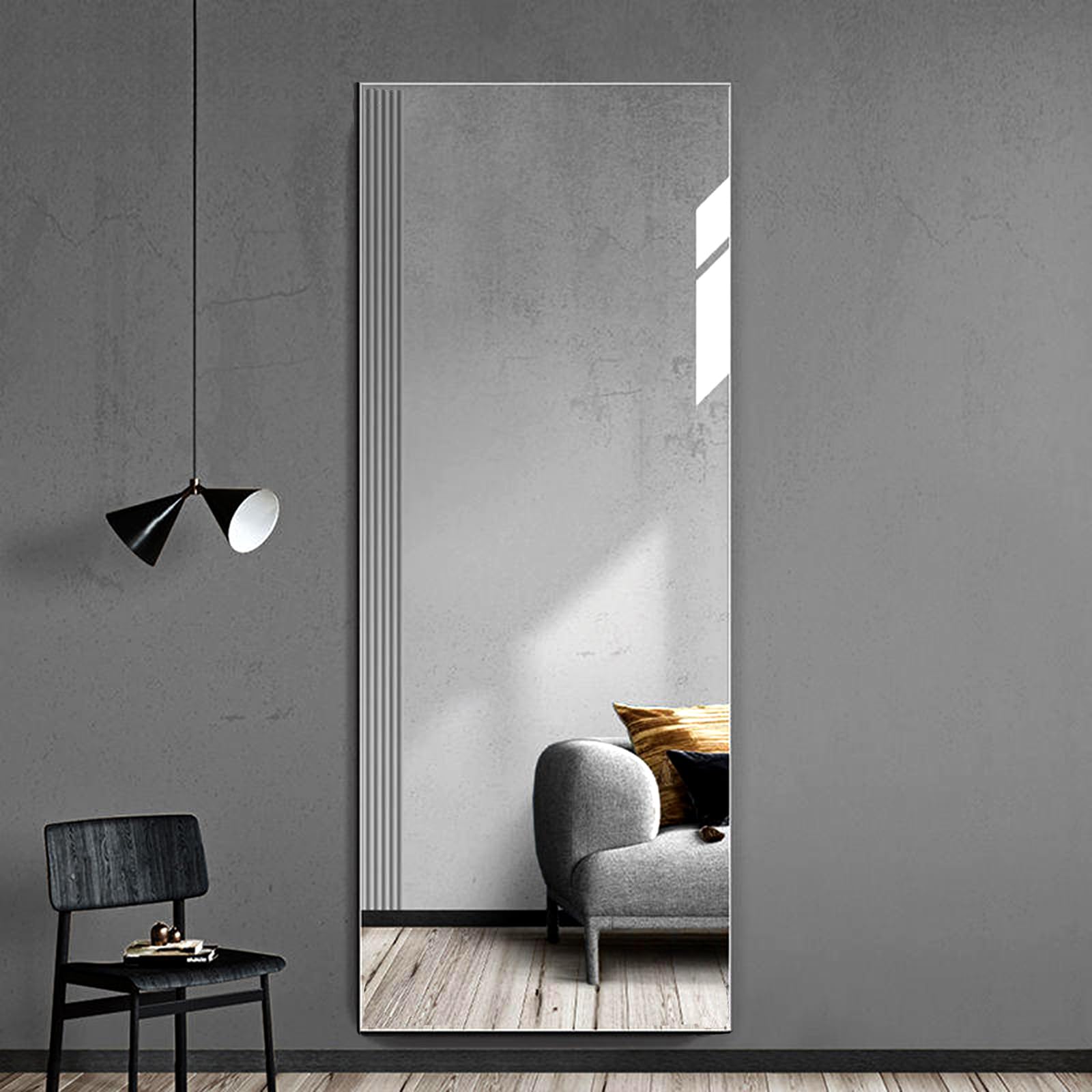Meefmly Stick On Mirror 40 x 120cm 1Piece Self Adhesive Mirror Full Length Acrylic Mirror Wall Mounted Adhesive for Bedroom Door Plastic for Standing Use and DIY Wall Décor
