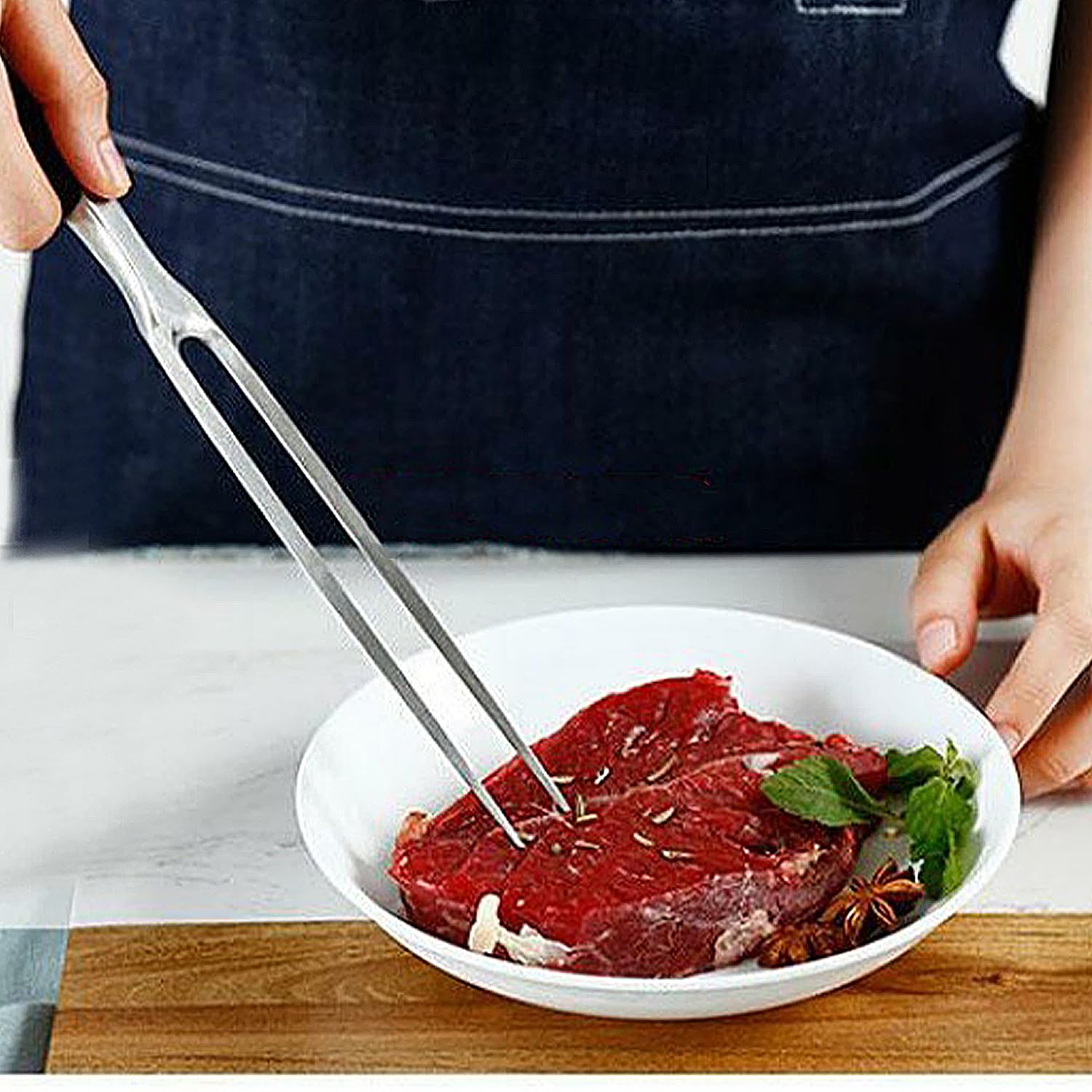 1 Forchetta Da Grill Manico Lungo E 1 Spazzolino Per Olio, Posate Da Grill, Forchetta Da Cibo In Acciaio Inox, Forchetta Da Cucina, Forchetta Da Grill Multiuso