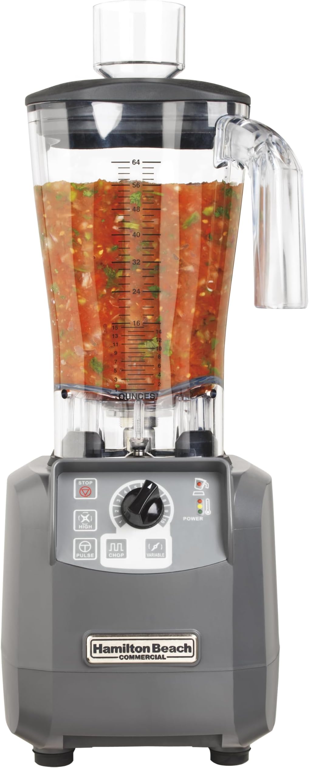 Hamilton Beach CommercialHBF600 Culinary Blender, 3 hp, Variable Speed with Chop Function, 64 oz./1.8 L Polycarbonate Container, 19.98" Height, 8.69" Width, 8.19" Length, Grey