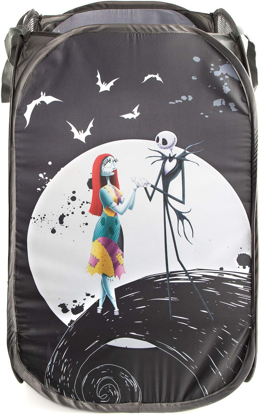 Jay Franco Disney Nightmare Before Christmas Jack & Sally Pop Up Hamper - Mesh Laundry Basket/Bag with Durable Handles (Official Disney Product)