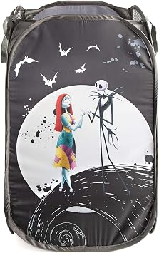 Jay Franco Disney Nightmare Before Christmas Jack & Sally Pop Up Hamper - Mesh Laundry Basket/Bag with Durable Handles Official Disney Product
