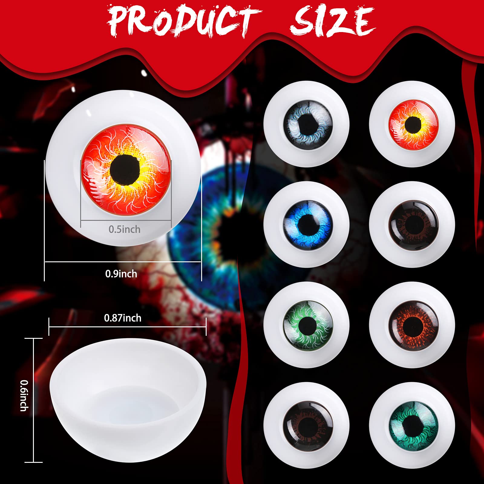 120 Pcs Halloween Eyeballs - Realistic Plastic Acrylic Horror Props For Party Decorations