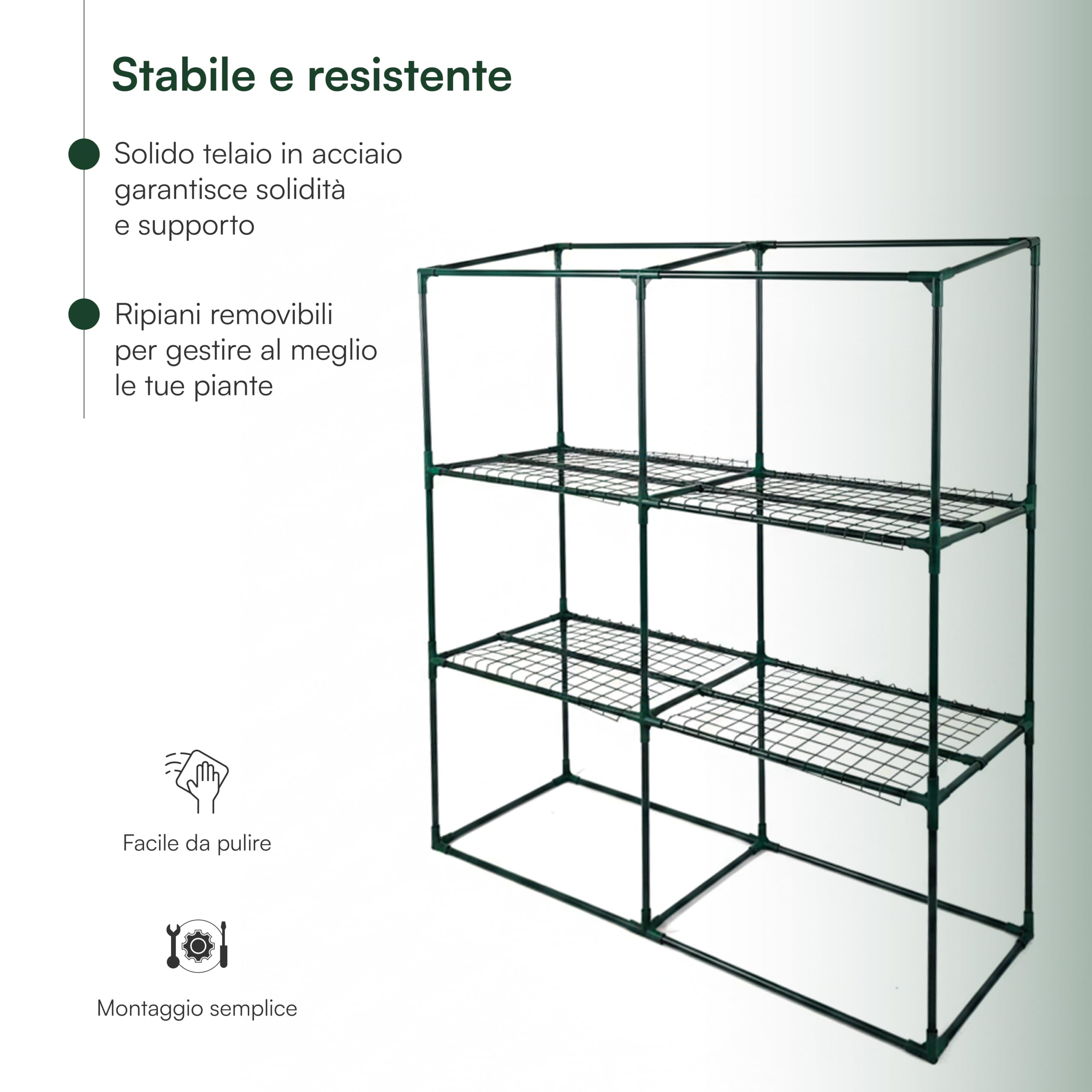 Baroni Home Serra da Giardino con Copertura in PVC Trasparente, Telaio in Acciaio Resistente, Porta Avvolgibile con Cerniera, Protezione da Pioggia, Vento e Uccelli (3 ripiani a muro)