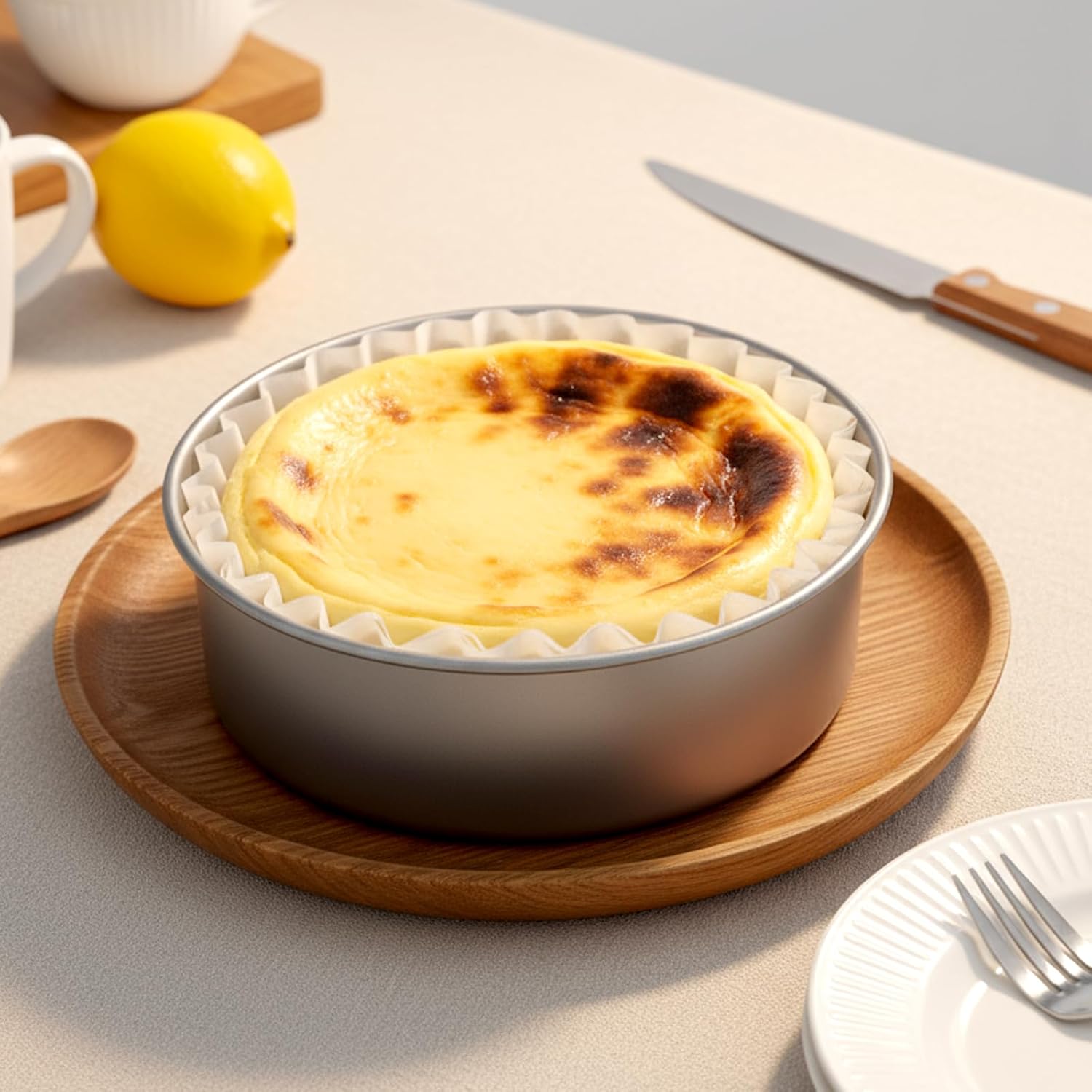 50 PCS Basques Cake Paper, 4 Inch Disposable Round Parchment Liners, Non-Stick Muffin Cupcake Liners Wrappers Oil Paper for Baking Cheesecake Cake Pan Oven Air Fryer - Image 3