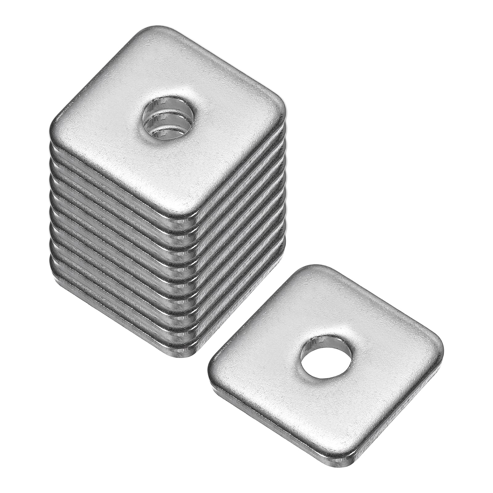 sourcing map Square Washer, 10Pcs M5x20x20x3mm 304 Stainless Steel Square Plate Washers Flat Pad Spacer Gasket for Hardware Fastener